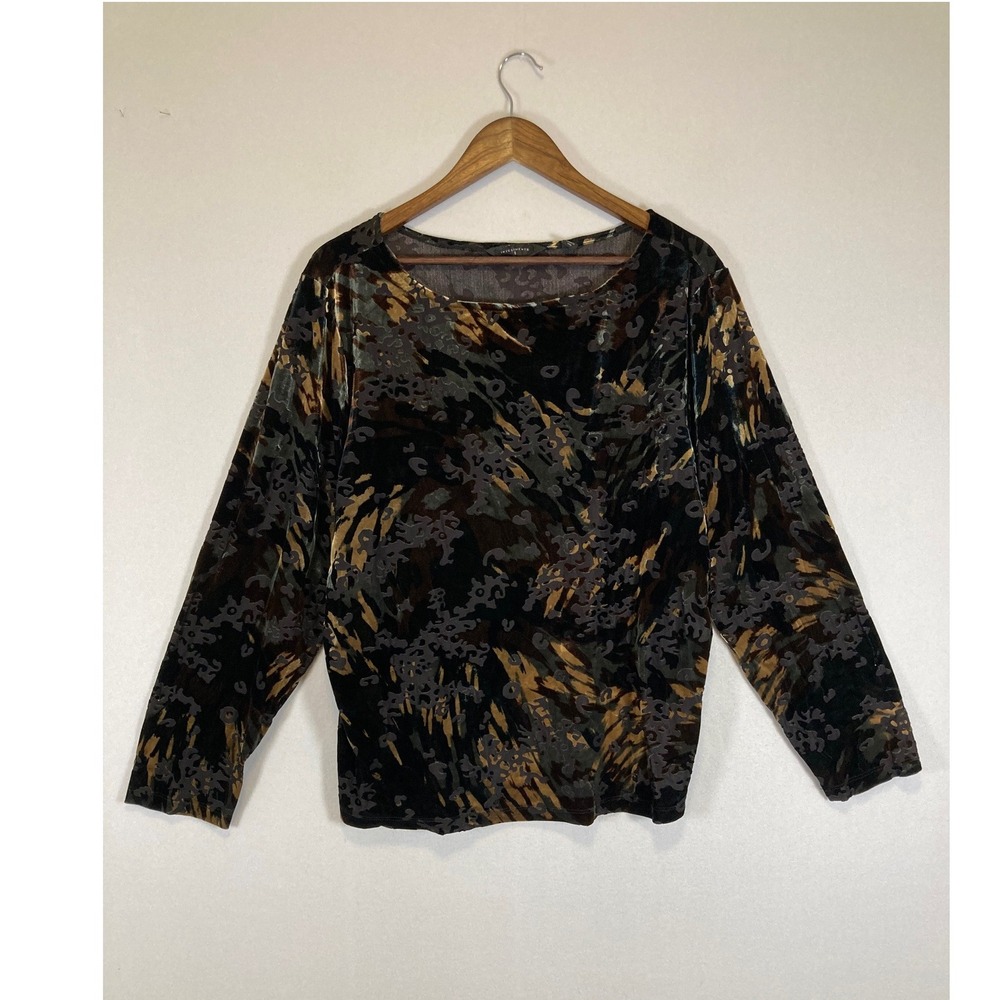 Whimsigoth Investments II Womens 2X Black Gold Burnout Velvet Abstract Top